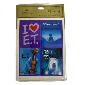 Vintage 1982 E.T. Movie Memorabilia Sealed Hallmark Stickers 4 Sheets New